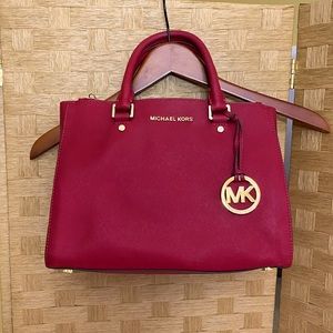 Michael Kors Leather Red Satchel